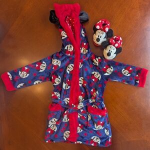 3T Girls Disney Minnie Mouse Robe And Slippers
